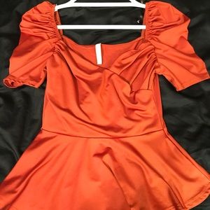 Orange Peplum Shirt